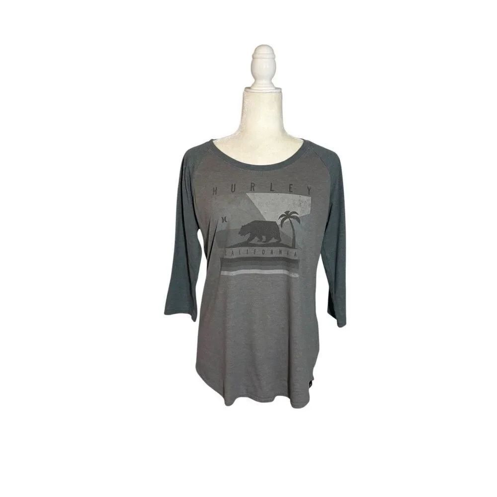 Hurley 3/4 sleeve bear graphic t-shirt - gray - L